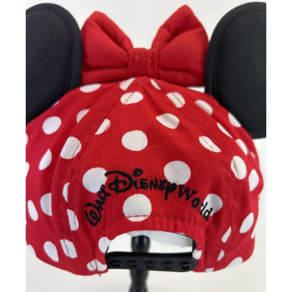Disney Parks‎ Minnie Mouse Youth Baseball Cap Hat Red Polka Dot Ears Bow
